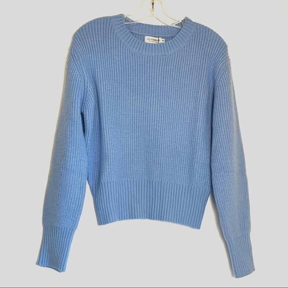 NWT Women's Relaxed Modern Cropped Crewneck Sweater Wide Rib Cuff & Hem Med - Picture 1 of 4